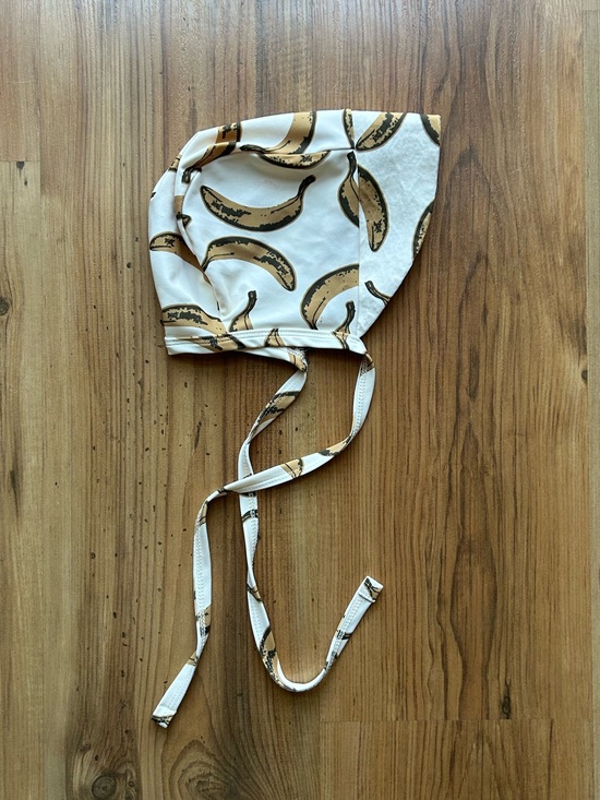 little and lively Other - Baby Bonnet with Banana Print - Cream & Brown